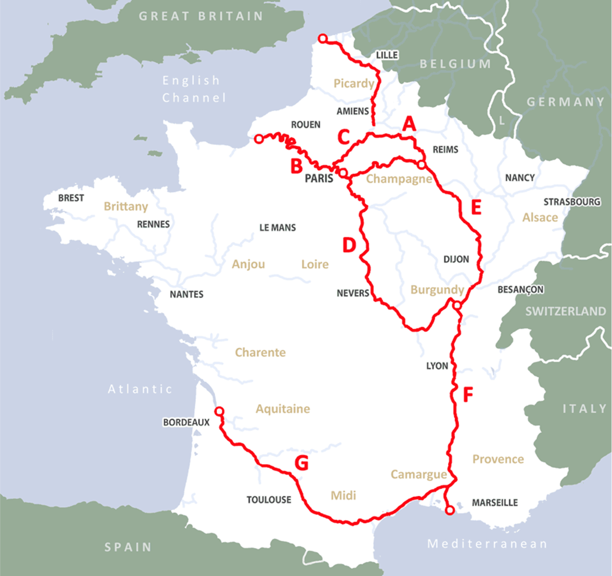 Route through France
